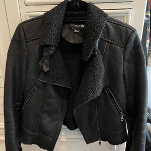 Black Cropped Motorcycle Jacket